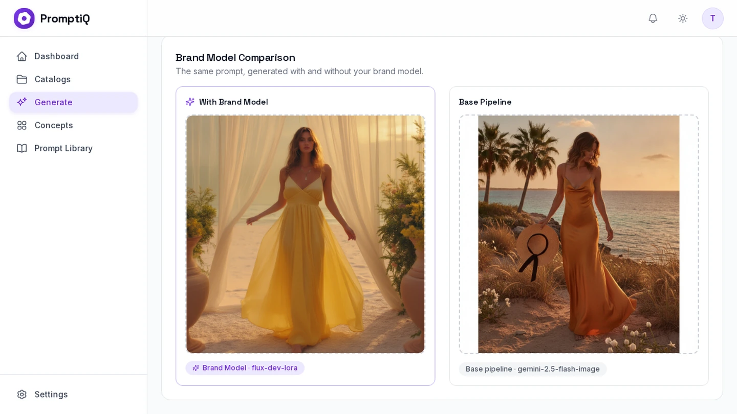 Side-by-Side 2-Up Brand Model Comparison View